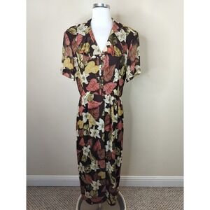 Vintage Gillian 100% Silk Floral Maxi Dress S
Button Up Midi